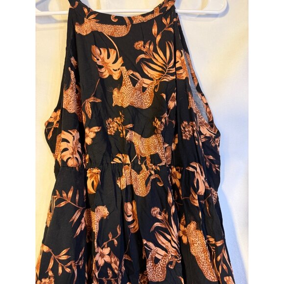Torrid Plus Womens 0 0X Animal Print Dress Tiger Black Indie Flowy Hippie Boho - Picture 2 of 4